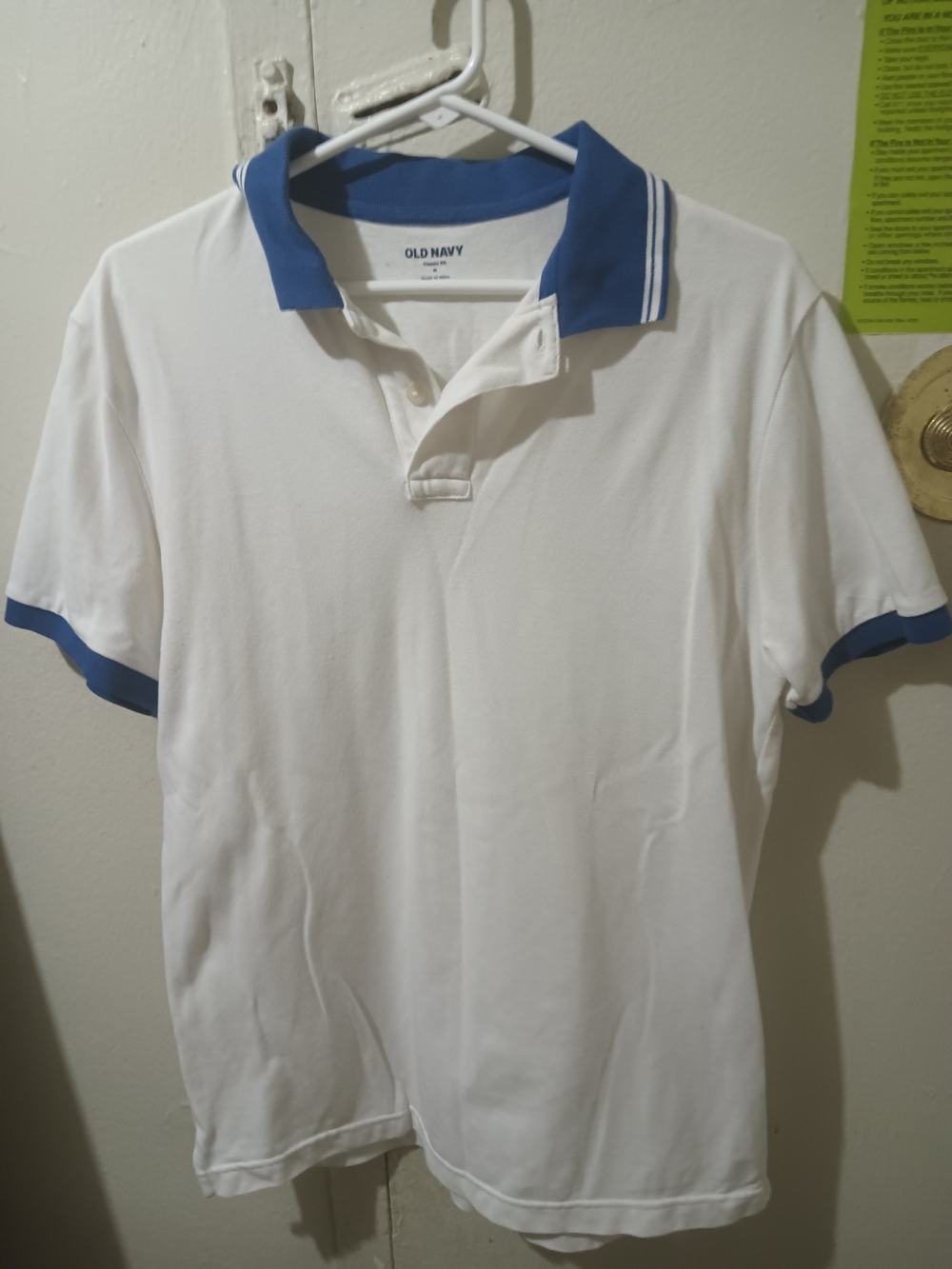 Old Navy White Polo with Blue Contrast Collar
